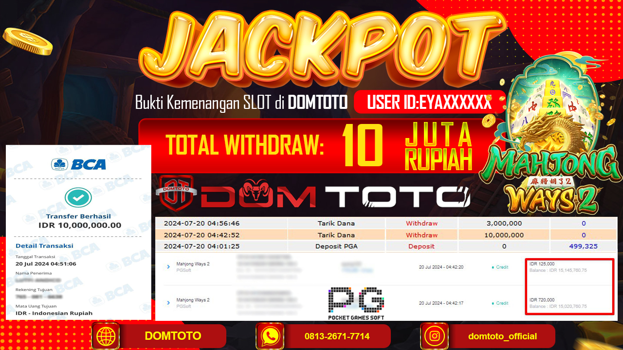 JACKPOT SLOT PG SOFT MAHJONG WAYS 2 20 JULI 2024